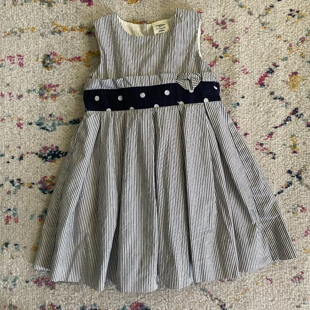 OshKosh B'Gosh Dress Girls 3T Blue Striped Sleevelesss